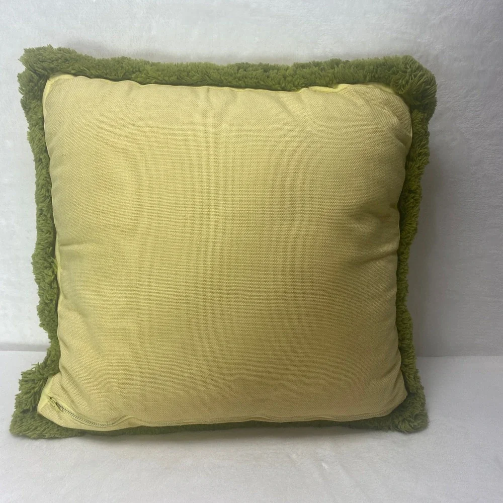 Vintage Embroidered Needlepoint‎ Floral Pillow Square Boho Shabby Chic